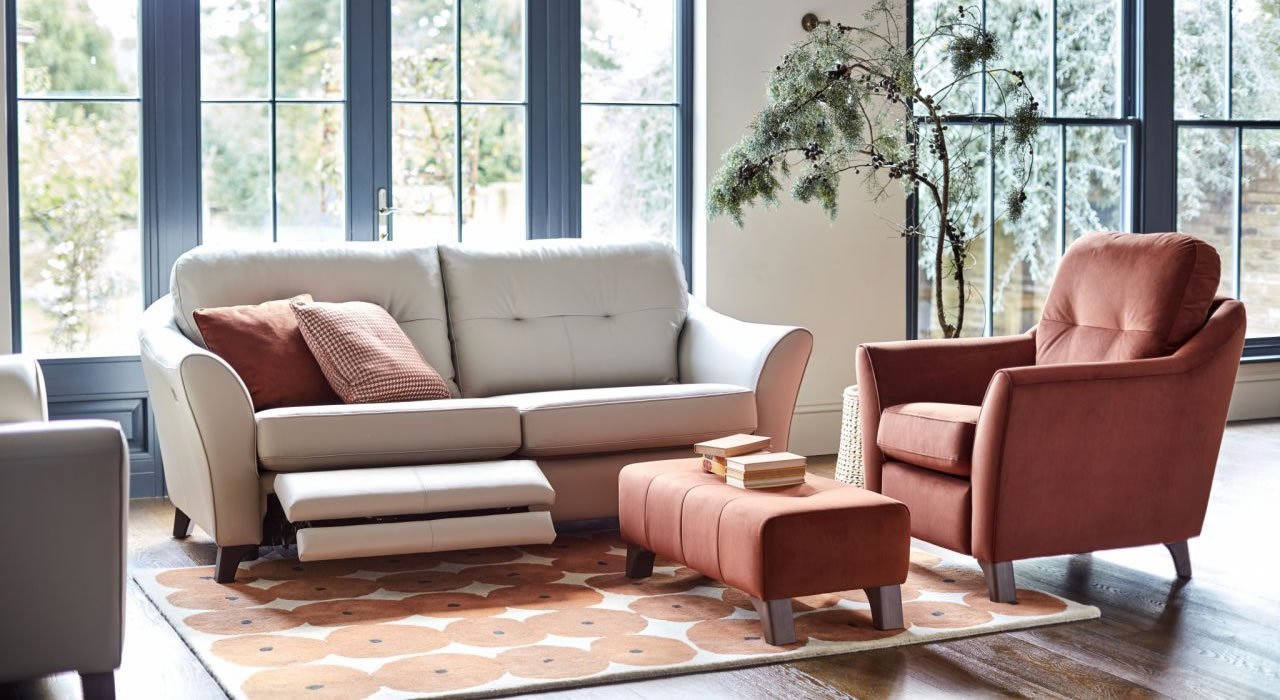 G Plan Hatton leather sofa footrest chair
